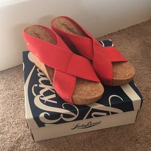 lucky brand cork wedges